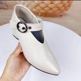 New Small Leather Korean Version Fashion Grandma Toe Layer Leather Fashion Single Shoes Autumn Women's Single Shoes