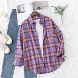 Casual Women's Plaid Shirt 2021 Autumn New Boutique Ladies Loose Blouse and Tops Female Long Sleeve Blouses