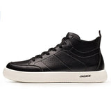 Men Causal Shoes Leather High Top 2019 New British Style Skateboarding Sneakers Male Vulcanized Off White