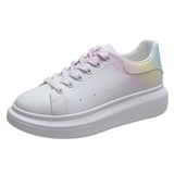Gradient Women's Sneakers Off White Shoes Female Thick Bottom Heighten Shoes 2021 Fall Sneakers Trendy Shoes Green