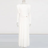 Advanced Sense Dress 2025 New Twisted Metal Buckle Design Long-Sleeved Solid Color Long Dress