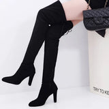 And Winter New Size Over-The-Knee Boots High-Heel Round Head Frosted Long Boots Side Zipper Women's Shoes Spot Size 43