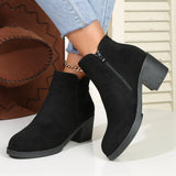 Breakj Martin Boots Women 2025 Autumn And Winter New Comfort Round Head Coarse Hed-Side Zipper Short