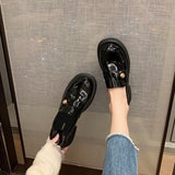 Breakj 2023 New Fashion Small Fragrant Wind Lacquer Leather Round Head Low Heel Single Shoes Women's Type Small Leather