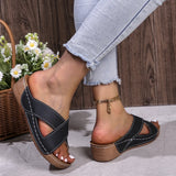 Spring And Summer New Sandals Slippers Cross Slope Heels, Thick Soles, Simple Casual