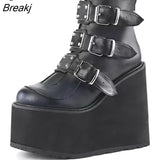 Women Ankle Boots Gothic Platform Punk Winter Martin Black High Heels Demonias Sexy Ladies Shoes Plus Size 41 42