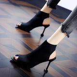 Sandals Fairy Style Fine Heels Girls' High Heels Summer 2024 New Fashion Hollowed-Out Fish Mouth Cool