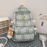 2022 Women Backpack Japanese Plaid Backpack Korean Large capacity Students schoolbag Campus Stripe Fashion girl School