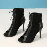 Breakj Fine High Heel Sandals Lace Fish Mouth Sexy Cool Boots Party Dance