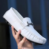 Leather Men Shoes Luxury Brand Casual Slip on Formal Loafers Men Moccasins Italian Black Blue Male Driving Shoes