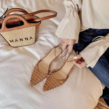Looks Good In It! Minority Advanced Sense French Retro Pointed Hollowed-Out Middle Heel Thick Heel Baotou Fashion Cool