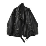 Spring Autumn Faux Leather Jackets Women Loose Casual Coat Female Drop-shoulder Motorcycles Locomotive Outwear With