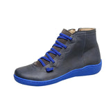 Breakj Autumn / Winter New Women's Boots Large Size Casual Ankle Boots Women's Boots Flat Front Strap Side Zipper Flat Boots Women's
