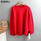Winter splitside oversize thick Sweater pullovers Women 2021 loose cashmere turtleneck big size Sweater Pullover