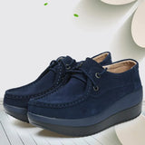 Leather Casual Women Shoes Korean Version of The Four Seasons Shoes Sneakers Women Platform Shoes Lace Up Shoes