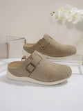 Breakj Slipper Female 2025 Summer New Baotou Half Slipper Solid Color Slope With Rivevet Metal Buckle Beach Women's