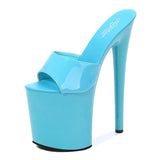 Breakj Patent Leather 17Cm20cm High Heels Heel Sexy Waterproof Platform Hate Day High Slippers Female
