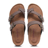 Women's Genuine Leather Mule Clogs Slippers High Quality Soft Cork Three Buckles Slides Footwear For Women