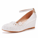 Breakj Cm Low Heel Pedicles Thin High Heel Women's Shoes Slope Heel High Heel Casual Shallow Buckle Round Head Single Shoe