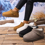 Breakj Bottom Snow Boots Women 2025 Winter New Fur Belt Buckle Warm And Velvet Anti-Slip Wearing Cotton