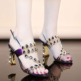 The Summer Of 2024, The New Diamond Sandals, Women's Sandals And Slippers Are Fashionable And Elegant, With Diamond-Encrusted Leather High-Heeled