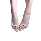 Breakj The Summer Of 2025, The New Pointed High Heels With Fine Heel Half-Slippers Women's Patent Leather Black Simple