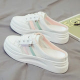 White Slippers Female 2024 New Mesh Breathable Baotou Platform Muffin Fashion Casual Small White
