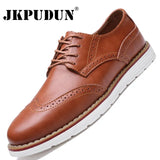 Leather Men Casual Shoes Luxury Party Dress Shoes Men Oxfords Shoes British Trendy Brogue Shoes Lace-up Plus Size