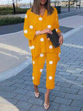 ZANZEA Fashion Urban Tracksuits Trouser Suits 2PCS Casual Pant Sets Women Summer Polka Dot Printed Matching Sets Two Piece