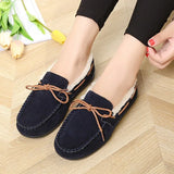 Loafers Warm Plush Women Moccasins Soft Sole Ladies Non Slip Shallow Suede Leather Sewing Female Flats Shoes 2021
