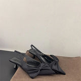 and The United States Style Fashion Show Metal Tie High-heeled Sandals New Bow Decorated Pointed Toe Sandals Women