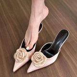 Breakj Zi Yan 2024 Spring / Summer New High Heel Pointed Head Cool Sandals Sandals Women's Shoes Rose Lady Outside Wear Fashionable