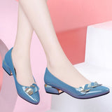 Women Pumps Patent Leather Dress Shoes Low Heels Office Lady Shoes Leaf Boat Shoe Classics Pump 3cm