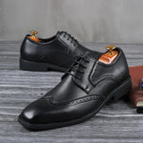 Breakj Shoes Block Fashion Business Casual Leather Shoes Plus Size Lace-Up Men's Shoes Shoes
