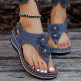 Breakj Size Summer Flip-Flops Flower Cake Variety Bottom Slippers Large Size Casual Female Rubber Sandals Buckle Belt