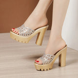 Thick-Heeled Slippers Women's Thick-Soled Waterproof Platform Fish Mouth 2023 New Summer Fashion Women Wearing Hollow-Out Sandals And