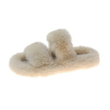 Winter Keep Warm Women Fur Furry Slippers for Home Fluffy Soft Indoor Slides Thick Flats Heel Non Slip Indoor House