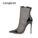 Banquet Shoes Fahsion Ladies Mesh High Heels Sexy Mesh Breathable High Heels Nightclub Thin Heels Pointed High Heels