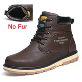 2022 Newest Autumn Winter Ankle Warm Boots Quality PU Leather Men Casual Working Shoes Vintage Style Lace Up Men