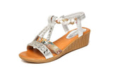 Summer Sandals 2021 Classic Bohemian Open Toe Roman Sandals Rhinestone Woman Fashion Trend Platform Wedge
