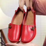Leather Shoes Flat Bottom Ladies Casual Mom Shoes Soft Loafers Women's Shallow Summer Comfort Flats Nursing Shoes