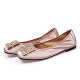 Buckle Flats Ballet Shoes Women Slip on Shallow Mouth Moccasins Elegant Women's Loafers Party Leather