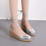 Women Wedges Sandals Ankle Strap Woman Espadrilles Narrow Band Closed Toe Female Summer Shoes Ladies Platform Sandal New