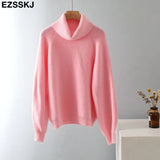 Winter cashmere oversize thick Sweater pullovers Women 2021 loose puff sleeve turtleneck big size Sweater Pullover