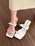 Breakj Summer New Fashion Korean Version Bow Set Toe High Heel Slipper Thin Sandals Women's