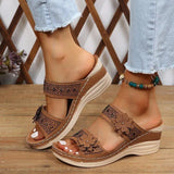 Breakj 2025 Summer New Retro Leisure Flowers High Heel Women's Shoes And
