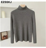 Knitted Women turtleneck Sweater Pullovers spring Autumn Basic Women high neck Sweaters Pullover Slim