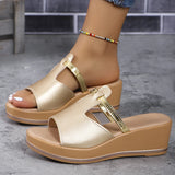 Breakj New Summer Women's Slope And Thick-Bottomed Slippers Large-Size Thick-Bottomed Plus Casual Slippers Women's