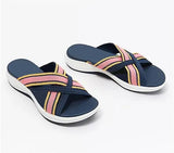 Cross Strap Slippers Platform Open Toe Mixed Color Wedges Female Sandals Summer Outdoor Beach Slipper Women Shoes