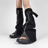 Breakj Leg Set Thin Drawstring Pile Socks Crucifix Design Boots Horn Socks Tide